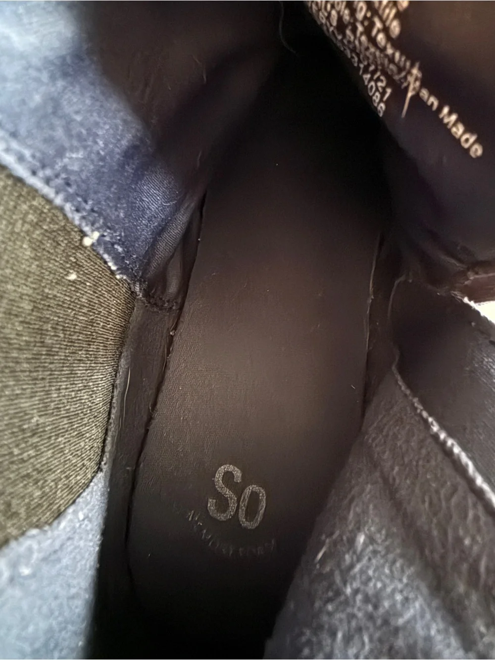 SO Navy Suede Ankle Booties with Elastic Gore